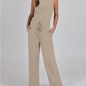 Elegant Tan Sleeveless Jumpsuit